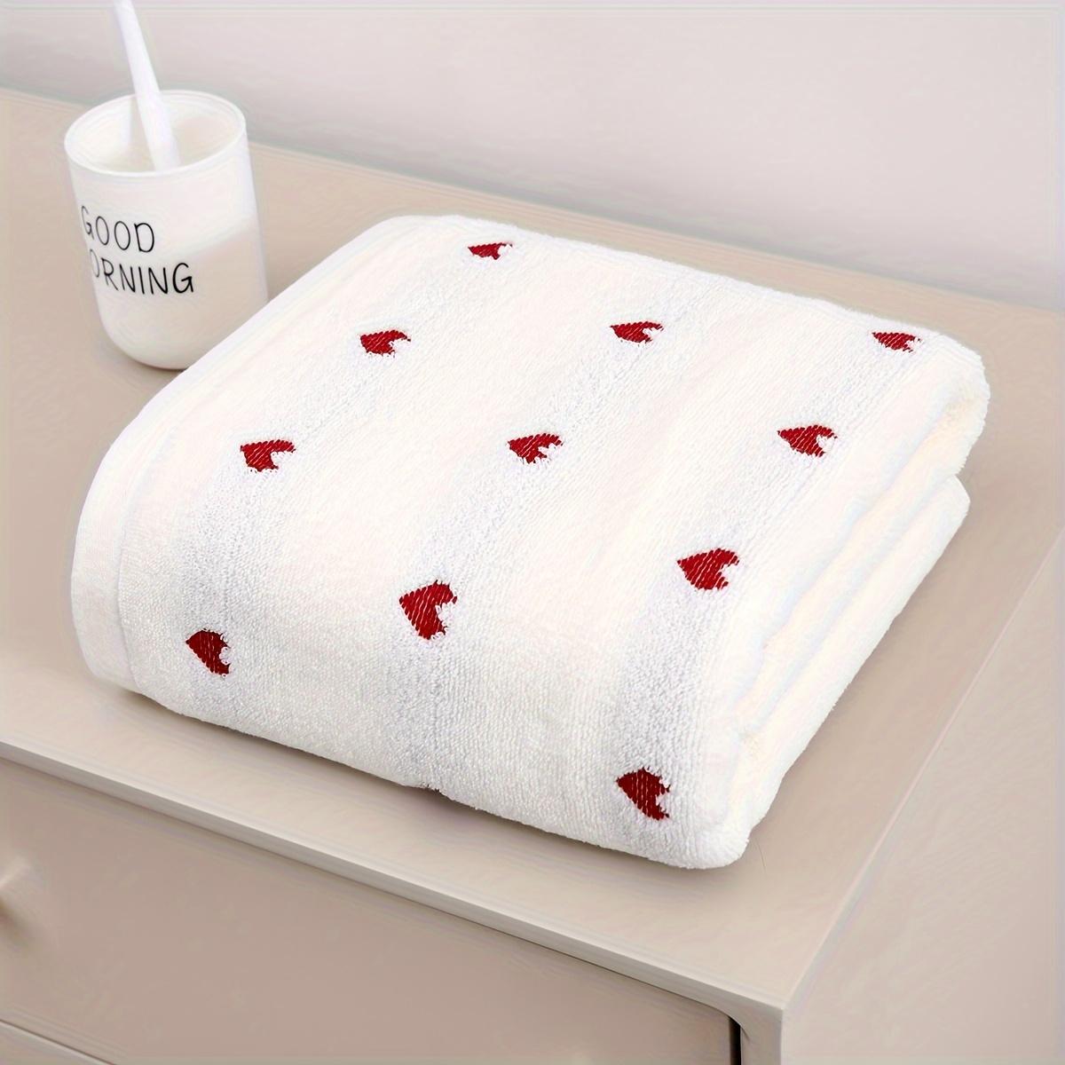 70x140cm Cotton Bath Towel Heart Pattern Skin friendly Bath Towel Absorbent Quick drying Super Soft Thickened For Home Bathroom 70x140cm&1pc белый