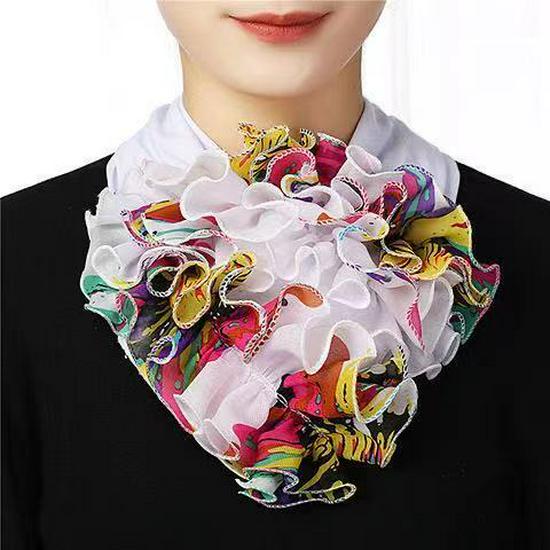 Color Block Scarf: Women's Four Seasons Warm Flower Neck Warmer – Fashionable Korean Style, Versatile Collar.