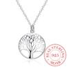 Lebensbaum Kristall Rund Kleiner Anhänger Halskette 925 Sterling Silber Schmuck Halskette Elegant Damen Schmuck Geschenk Drop Shipping