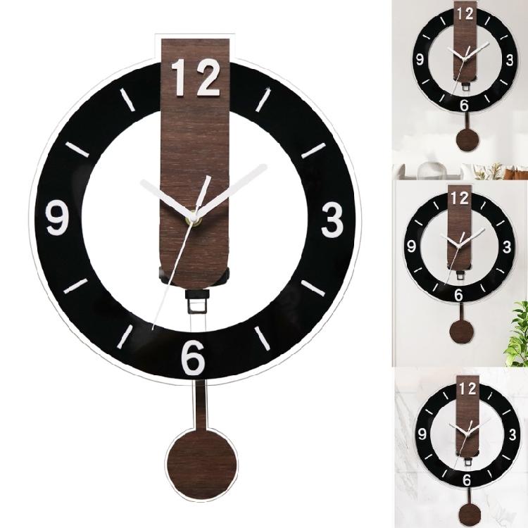Acrylic Wall Clock with Pendulum Quiet Quartzs Arabic Numerals Hanging Swing Clock Living Room Decorative Use