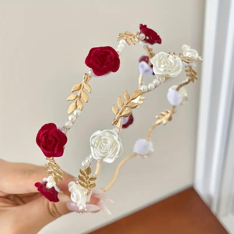 Fashion Velvet Rose Pearl Women's Headbands Luxurious Elegant Sweet Headbands Versatile Daily Women's Headbands Hair Accessories
