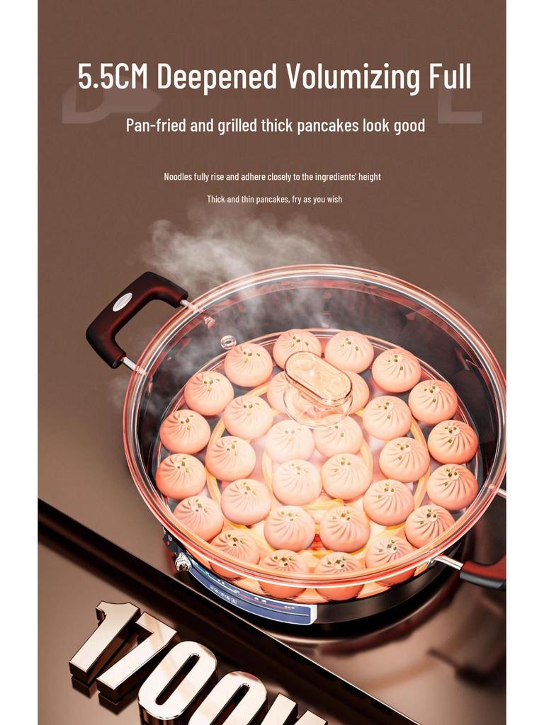 Aux Multi-functional Electric Pancake Maker – 304 Stainless Steel Frying Pan with Deepened and Enlarged Design for Household Use.