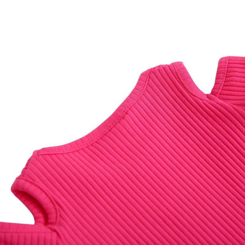 Letní dívčí tričko Candy Color se šroubovací nití Bavlněné topy s off-rameno