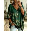 Plus Size Women's Simple Bohemian Pattern Print V-neck Top Three-quarter Sleeves Loose Plus Size Casual Daily T-shirt