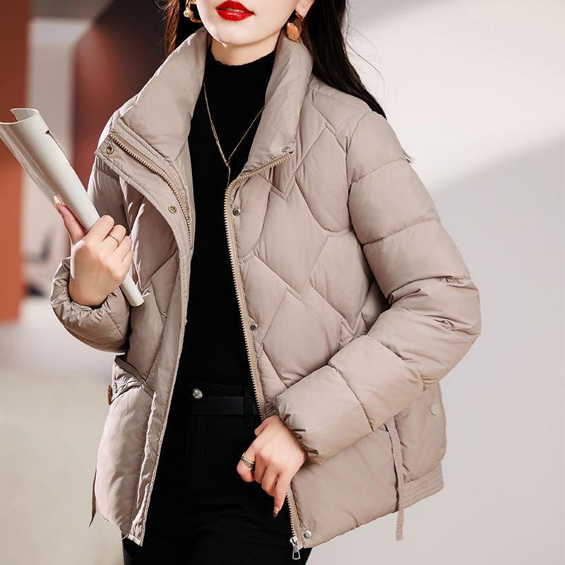 Winterliche Baumwolljacke, Modisches Temperament, Vielseitiger Stehkragen, Kurze, lockere und schlichte Baumwolljacke