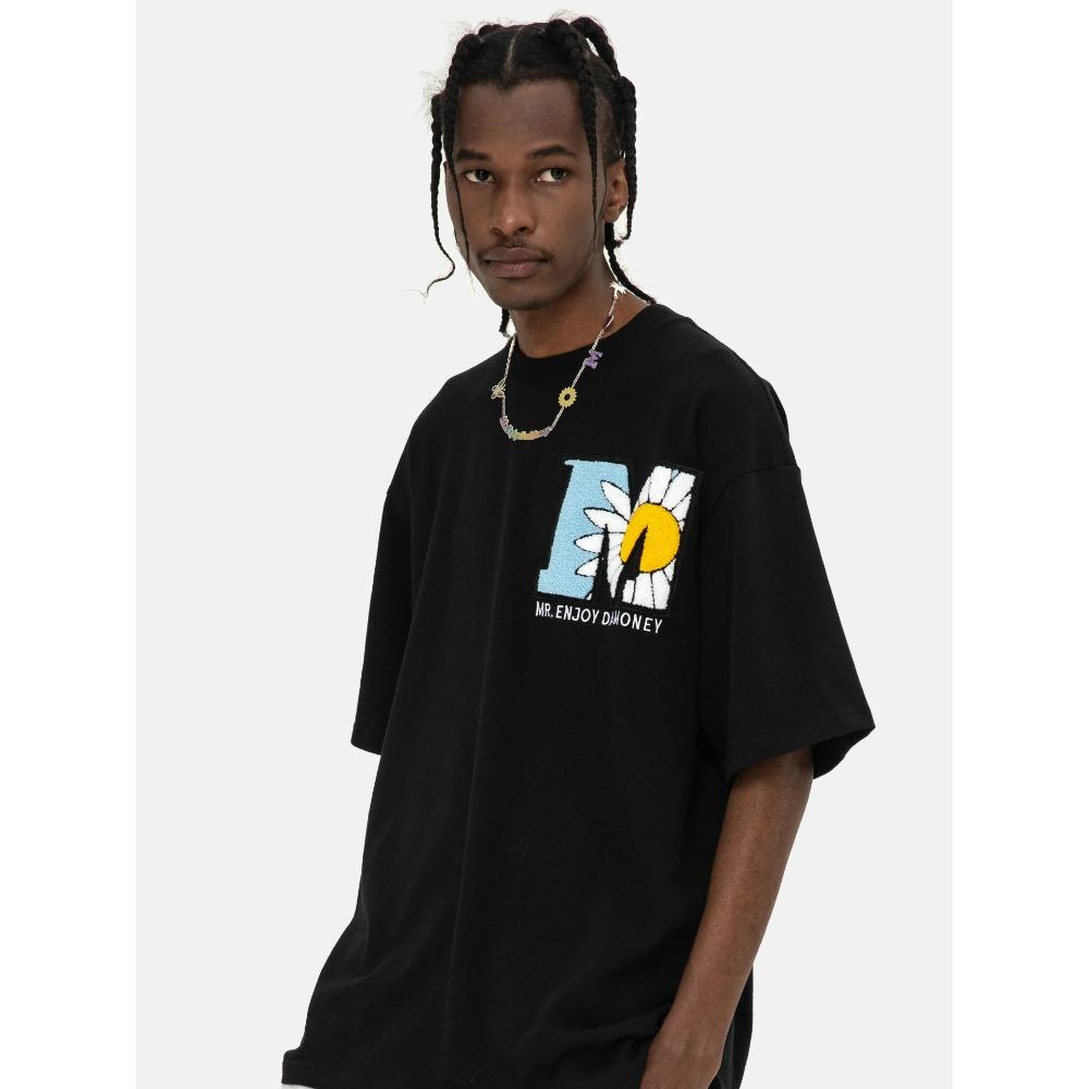 Little Daisy Graphic T-Shirt Men's Trendy Couple Cotton Print Trend Hip Hop Loose Short Sleeves Men Clothing Oversized T Shirt