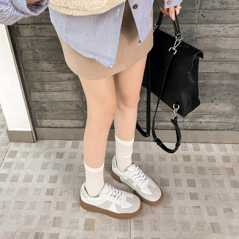 Spot lightning hair~ 2025 new cowhide versatile platform sports and leisure board shoes college wind and morality training shoes