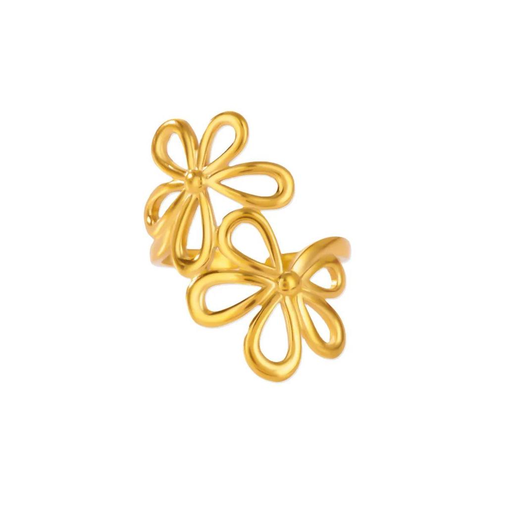 Women's Minimalist Open Flower Ring: Unique, Trendy Jewelry for Daily Wear