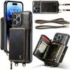 Zipper Leather Wallet Phone Case For iPhone 16 Pro Max 14Plus 14 15 13 12 11 Cards Holder Solt Stand Hand Strap Back Cover Coque