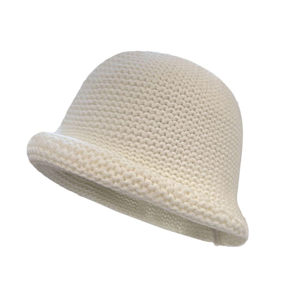 Fashion Warm Winter Hat Knitted Windproof Bucket Cap Curl Coarse Wool Soft Basin Cap for Women