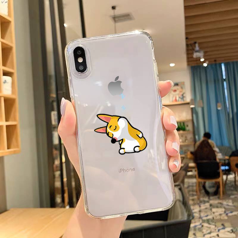 Coque de téléphone à dessin animé mignon Corgi Dog pour iPhone 11 12 Mini 13 14 15 Pro XS Max X Plus SE XR coque transparente