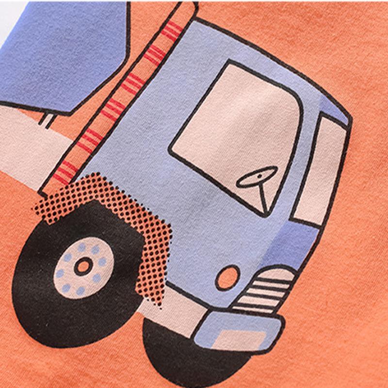 Little Maven Boys T Shirts Mixer Truck Print Children T-shirts Summer Kids Clothes 4 Years Old Little Boys Shorts Sleeve Shirts