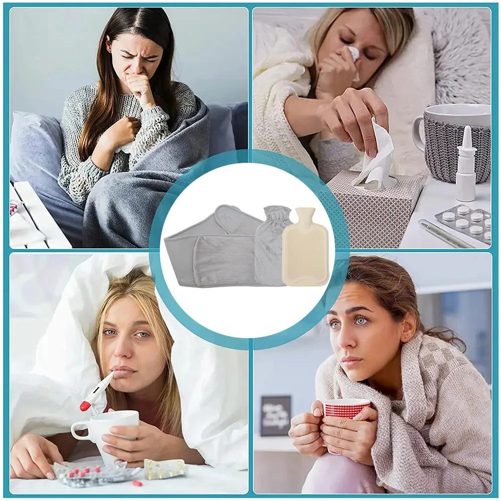 1PC Lengthened Waist Protection Warm Hand Treasure Thickened Plush Cloth PVC Water Injection Hot Water Bag