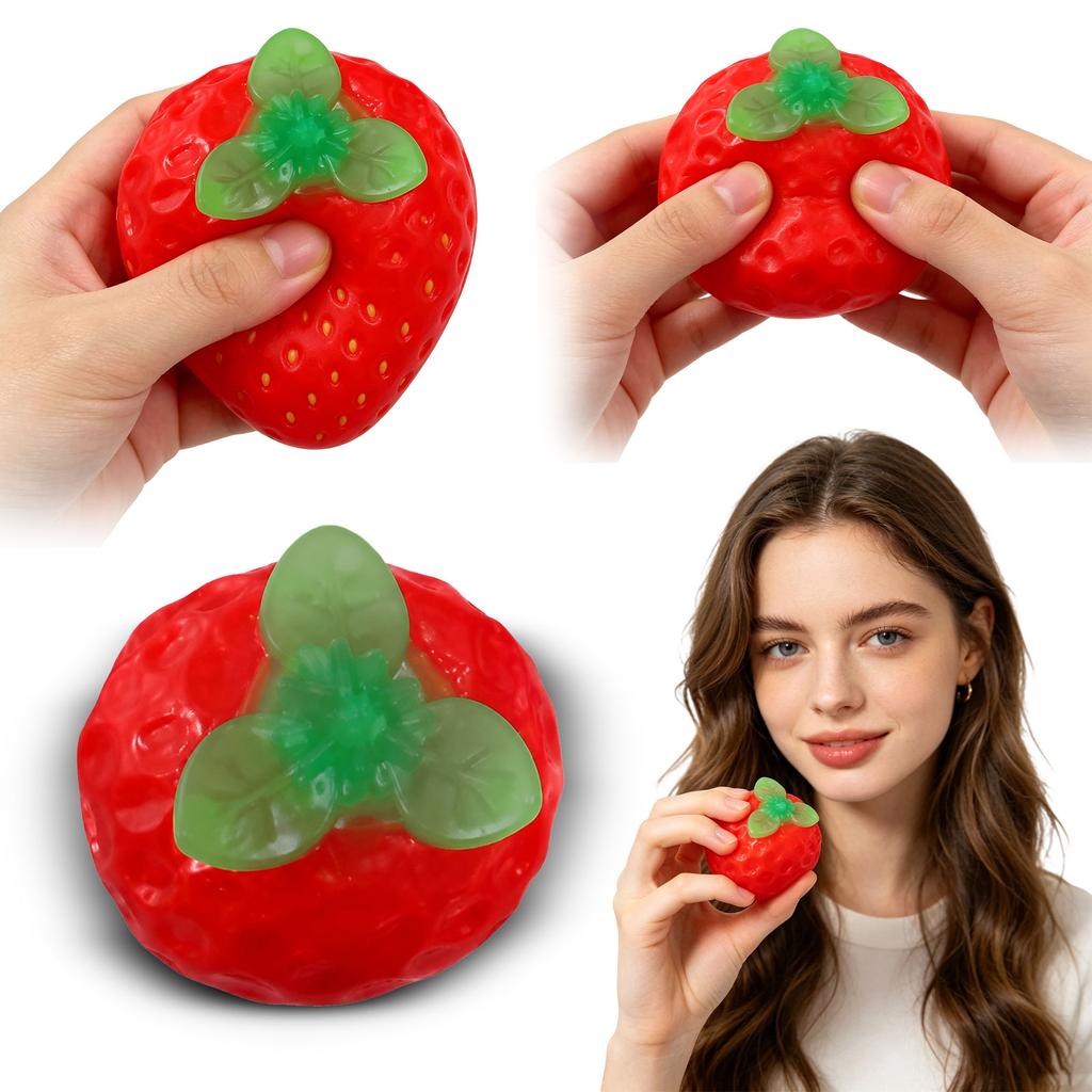 Strawberry Shaped Stress Toy 5cm Soft Material for Hand Exercise and Sensory Play for Home Office School Use