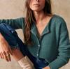 Cross2025: Women's Autumn/Winter European & American Style Simple Cardigan Sweater, Buttoned, Round Neck, Solid Color Knitwear