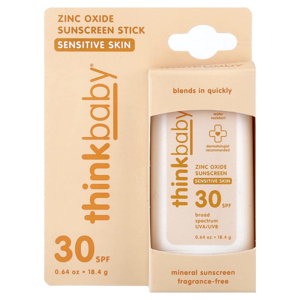 think Thinkbaby®, Zinc Oxide Sunscreen Stick, SPF 30, For Sensitive Skin, 18.4g (0.64oz)