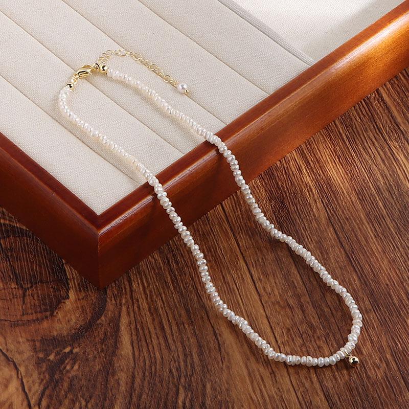 French Retro Natural Freshwater Pearl Necklace Women's Fashion Simple Temperament Neck Chain Sweater Chain Wholesale