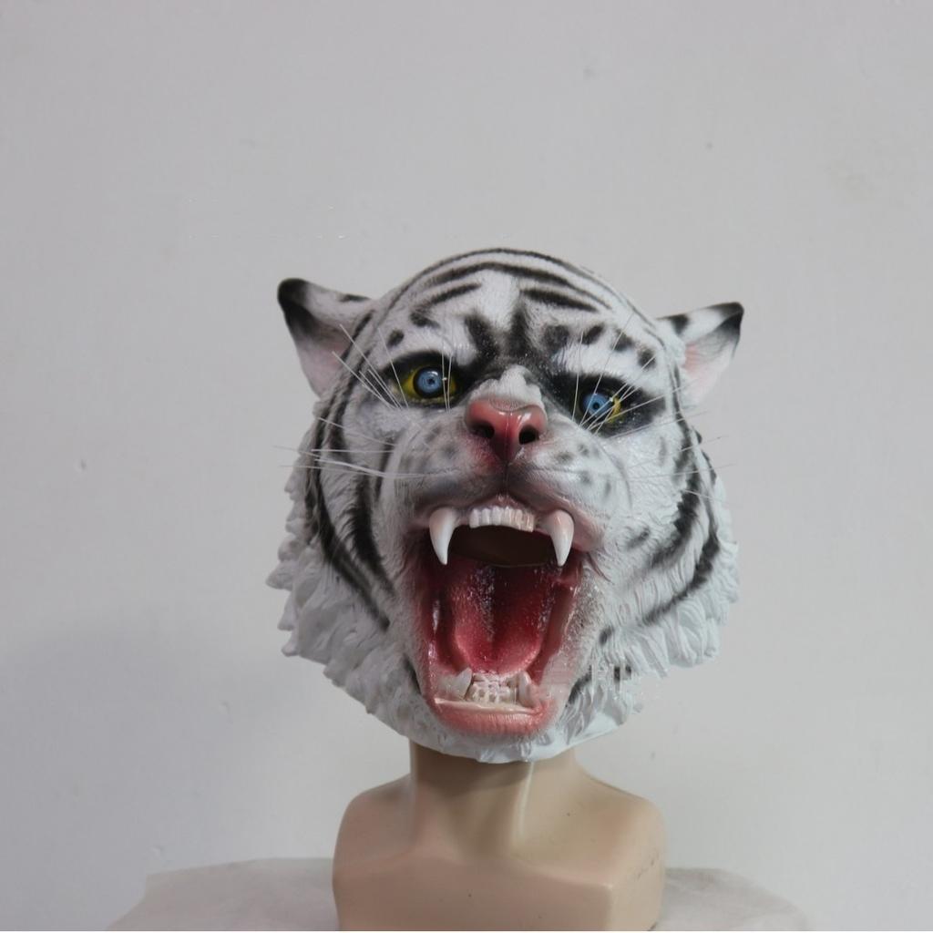 Tiger Mask Wild Animal Latex Full Head Realistic Mask Fancy Dress for Halloween Cosplay Carnival Mask Masque Costume Party Props