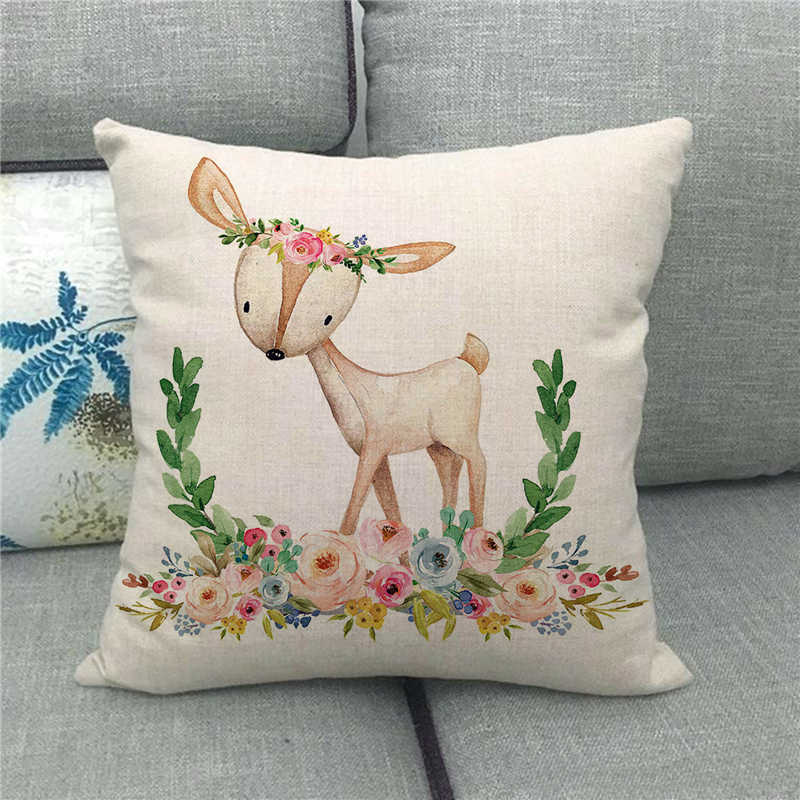 Cute Farm Christmas Animals Digital Printing Short Plush Pillow Covers For Car Sofa Office Cushion Cover Home Goods
