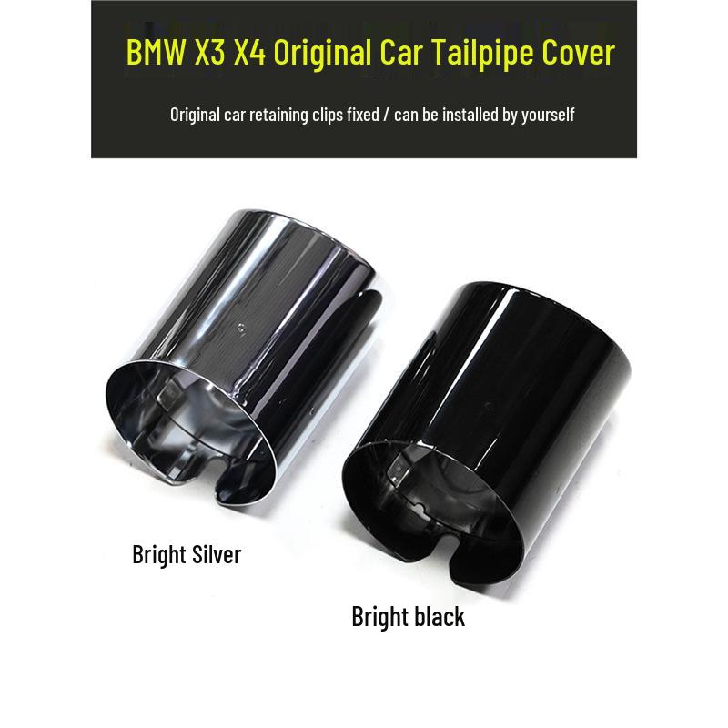 Black Round Tailpipe Cover for BMW X3/X4 G01/G02 - No Damage Installation