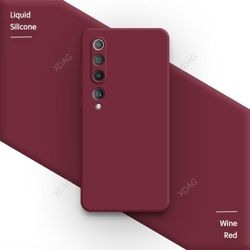 

Contracted Pure Color Phone Case for Xiaomi 10 Pro 10S 10T Pro 5G Original Square Liquid Silicone Internal Flocking Bumper Cover Xiaomi Mi 10T Pro 5G вина червоного кольору