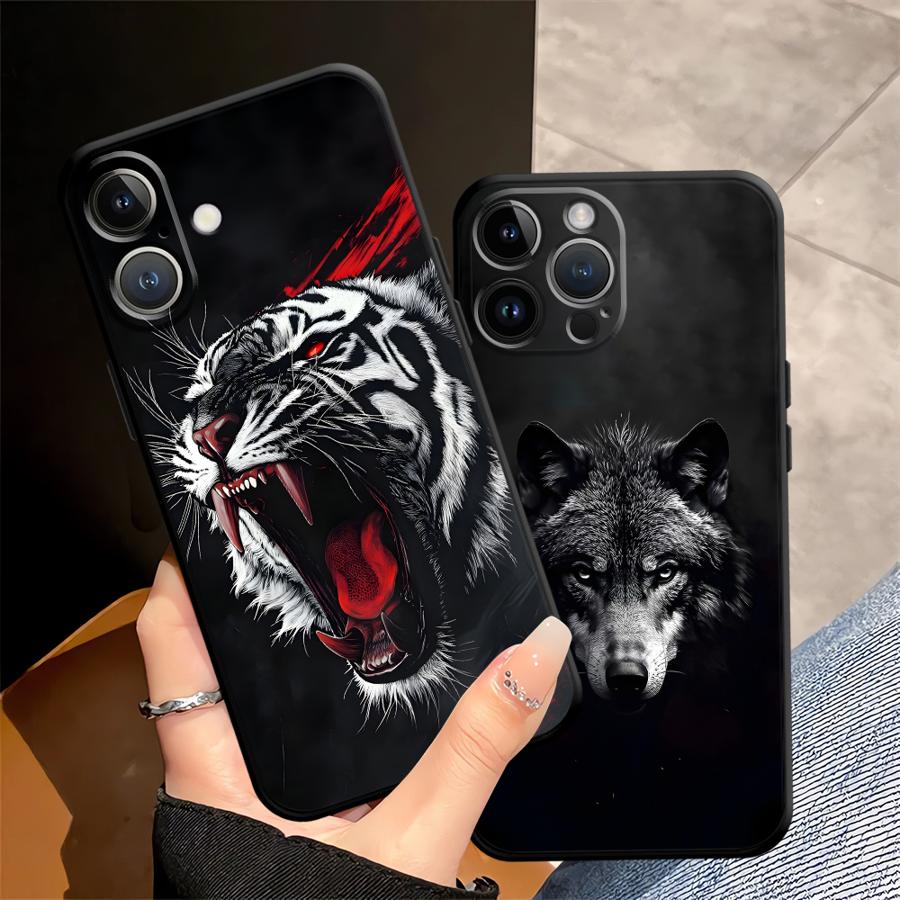 Funda Handyhülle Case für Apple iPhone 17 Pro Max 12 16 15 Pro 7 8 14 13 11 Air XR XS MAX Cooler Cartoon Wolf