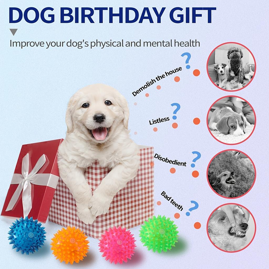 Dog Puppy Squeak Toy Ball: Jump, Massage & Clean Teeth & Gums for Optimal Health!