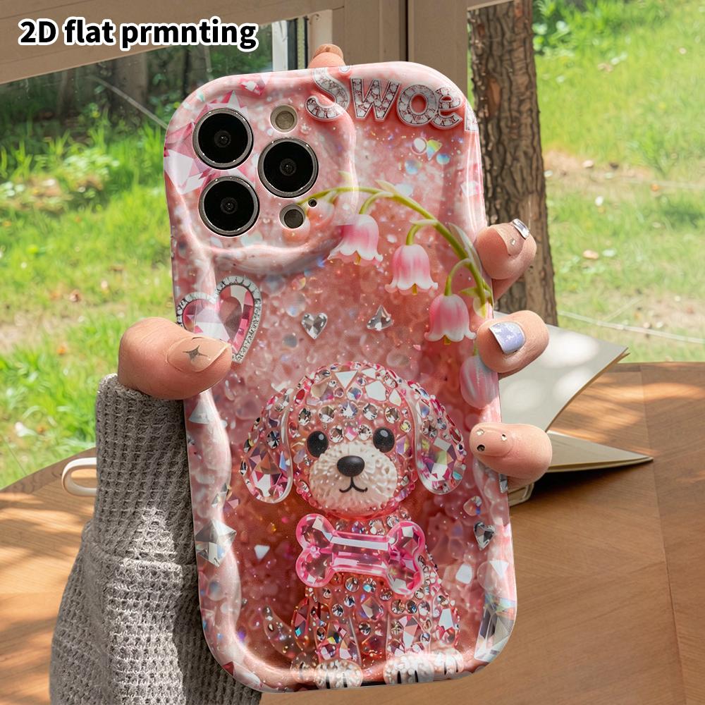 Phone Case: 2D Flat, Suitable for iPhone 18, 17, 16, 15, 14, 13, 12 Pro Protective Case, Phone Decoration, Pink Puppy, Perfect Christmas and Halloween