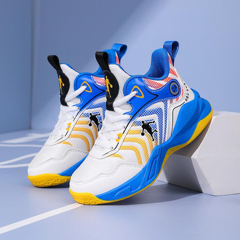 2025 Children's Basketball Shoes Boys' Autumn and Winter Leather Waterproof and Wear-resistant Professional Sneakers Medium and Older Children's Sp