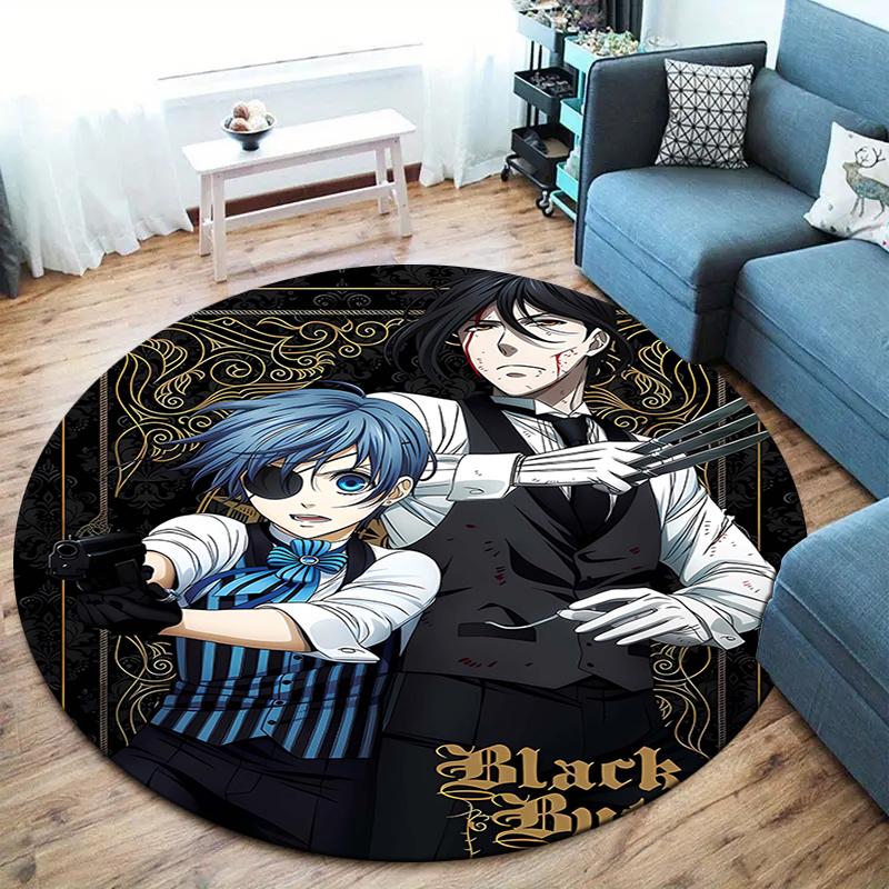Black Butler Round Area Rug,Carpet Rug for Living Room Bedroom Sofa Playroom Decor,Non-slip Floor Mat