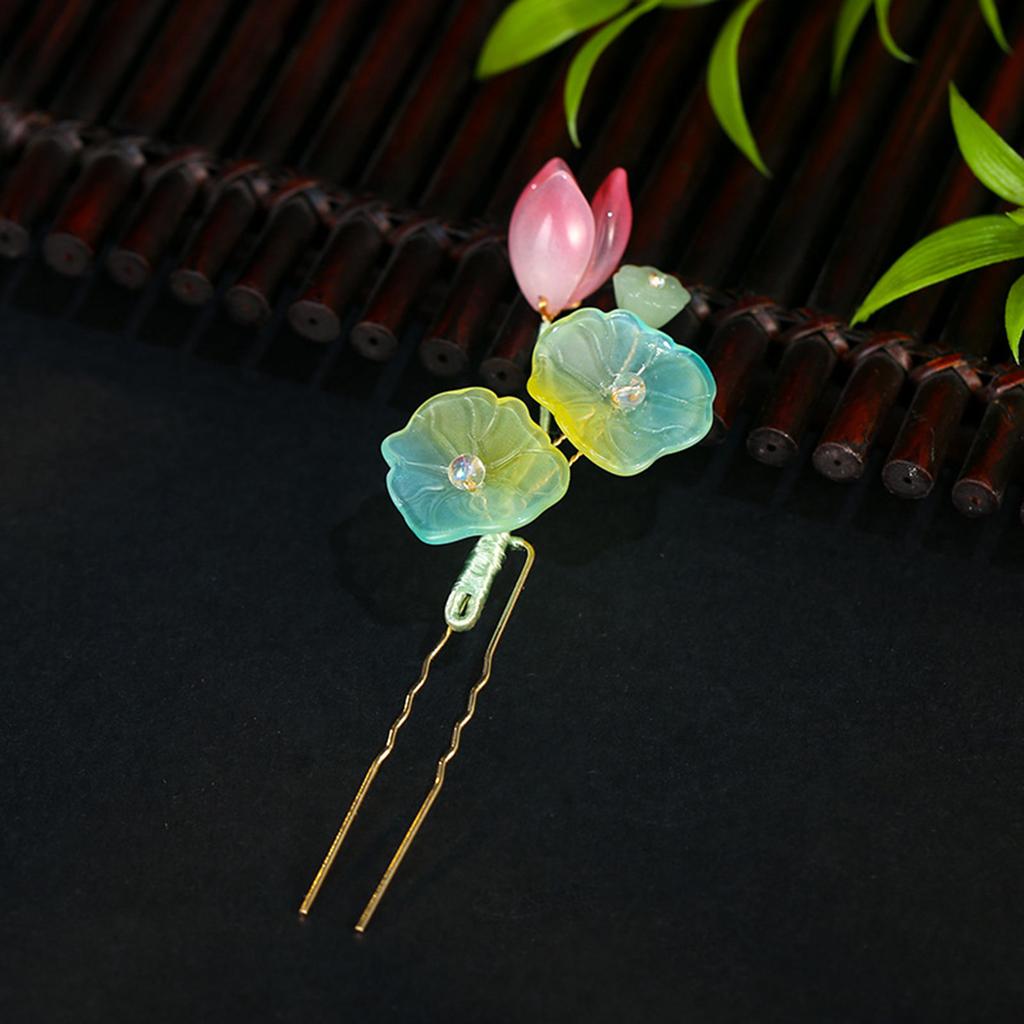 4-teiliges/Set Vintage Pfirsichblüten Haarnadel-Set Harz Haaraccessoires für Frauen Antiker chinesischer Stil Haarstäbe Haarschmuck