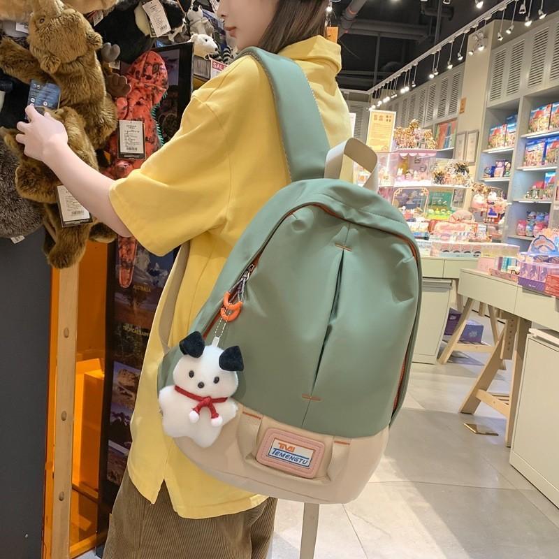 Unisex Harajuku Style Color Block Student Backpack Large Capacity Korean College Wind Ins New Shoulder Bag For Women