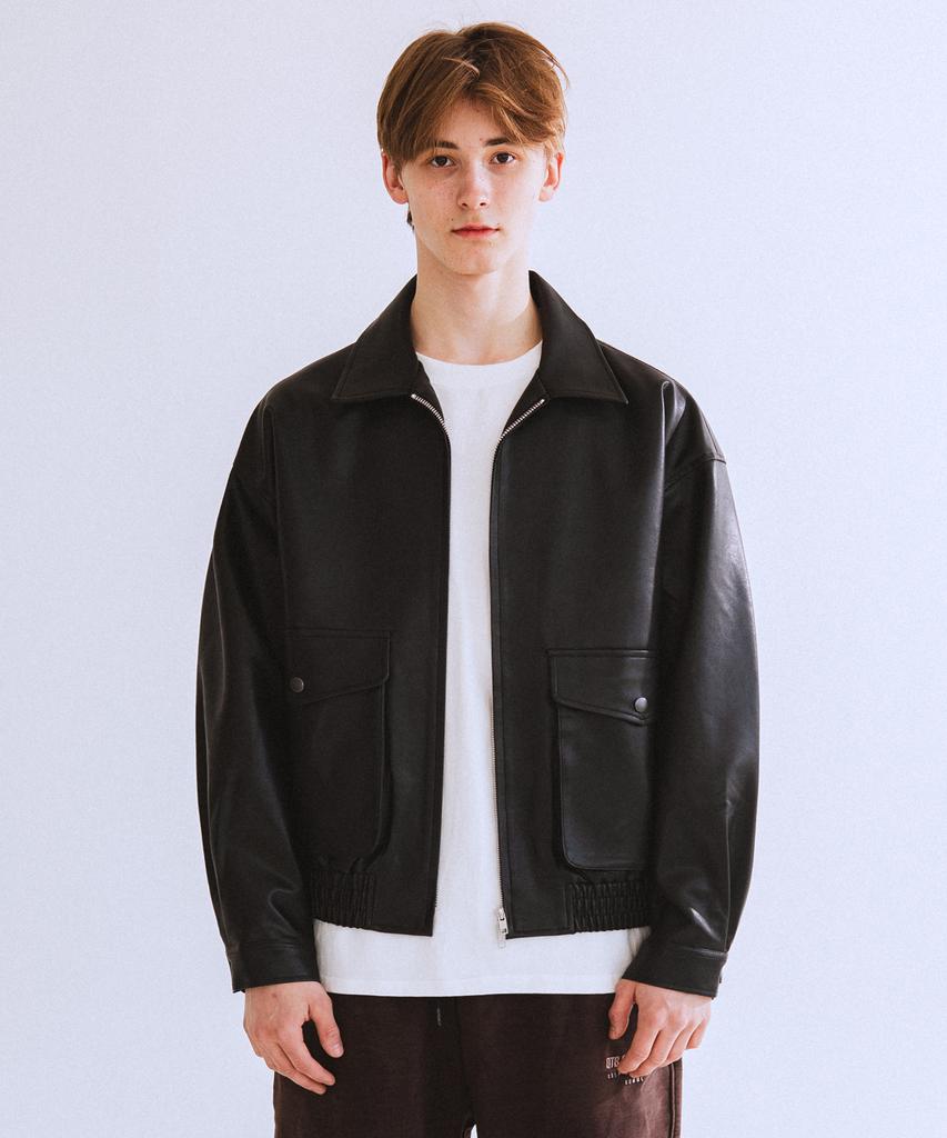 Qt8 Garments Rg Synthetic Leather Pocket Jacket (Black)
