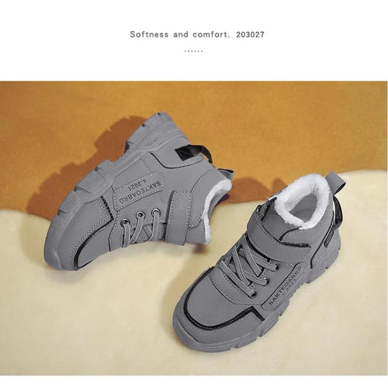 Vinter barnestøvler Gutter Pluss Cashmere Thicken Varme snøstøvler Jenter Sklisikre utendørsstøvler Studentsko Tursko