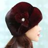Cappello invernale da donna Vestibilità elastica Peluche imitazione visone Velluto antivento Tinta unita con berretto floreale Forniture per donna
