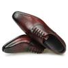 Fashion Luxury Dress Genuine Leather Shoes Mens Business Office Work Brogues High Quality Comfortable Formal Wedding Shoe Black&Wine Red