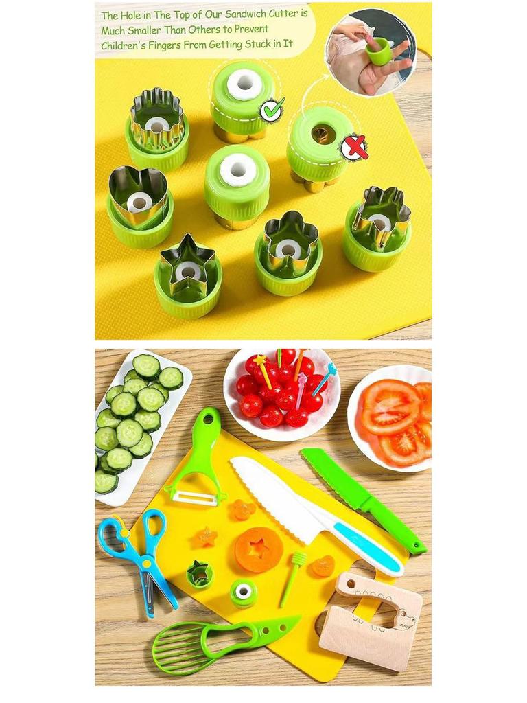 46-Piece Children's Safe Kitchen Set: Plastic Fruit & Vegetable Knives with Embossing Molds and Baby Food Tools. Multiple Styles Available.