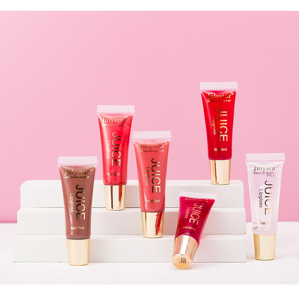 6PCS Julystar Moisturizing Lip Gloss Set Moisturizing Texture Non-stick Cup Dudu Lip Hose Lip Gloss Lip Glaze