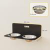 Double Dog Bowl, Wall-Mounted, 2 Bowls, Stainless Steel, 800 ml, 42 x 23.5 x 14 cm, Black