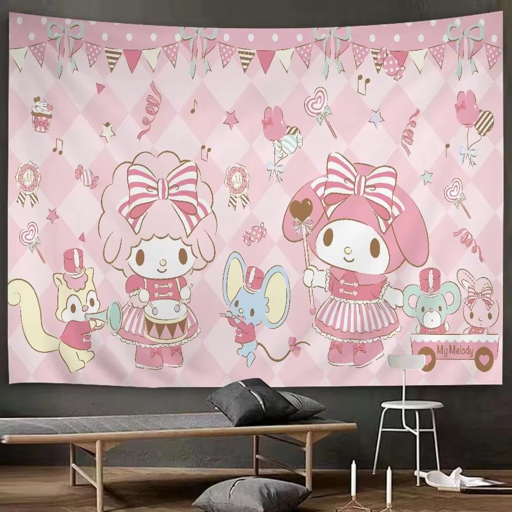 

Милый Мультяшный Гобелен Sanrio Киннаморолл Хелло Китти Мой Мелоди Принт Кавайный Настенный Тканевый Декор для Спальни Гостиной 74x94cm(29x37in)
