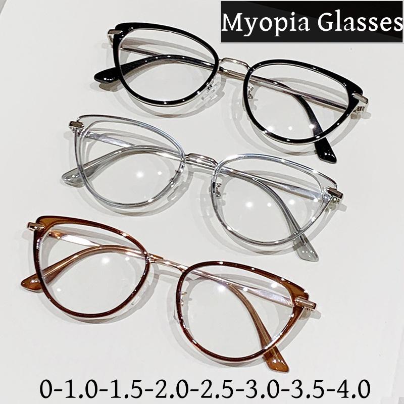 Men Women New Fashion Cat Eye Photochromic Myopia Glasses Outdoor Travel Essential Uv Protection Sunglasses Myopia Glasses