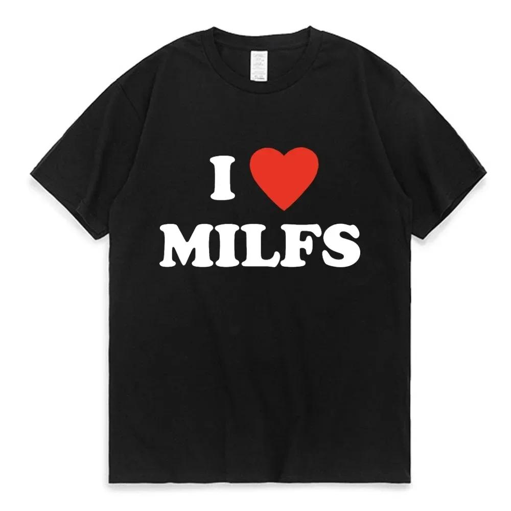 

Футболки с принтом «I Love MILFS I Heart Hot Moms», летние мужские и женские повседневные футболки с короткими рукавами в стиле Харадзюку, модные футболки S