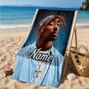 Custom Name Rap Legend Tupac Heart In Space Adventure Microfiber Beach Towel, Lightweight for Summer Travel, Swimming Pool Fan Gift
