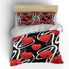 Estampa Graffiti de Corações Vermelhos Brilhantes Fundo Macio Confortável Conjunto de Roupa de Cama Capa de Edredom Incluído 1*Capa de Edredom  2*Fronhas