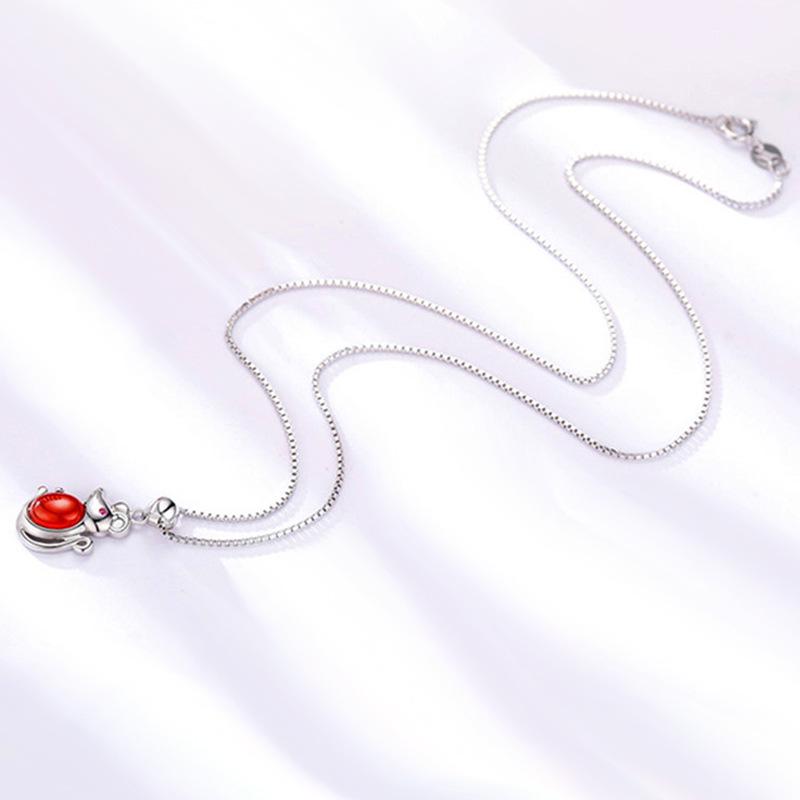Year of the Rat Red Zircon Mouse Necklace - Christmas & New Year Gift