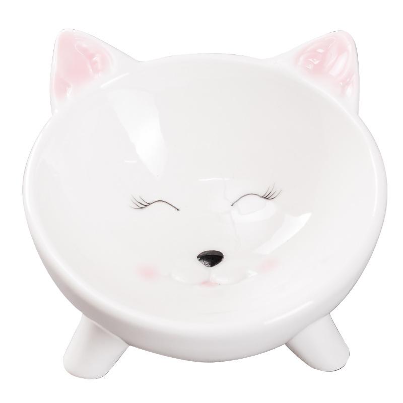 Ceramic Cat Bowl High Foot Protection Cervical Spine Cat Food Bowl Cat Puppy Cat Basin Creative Pet Snack Ceramic Bowl