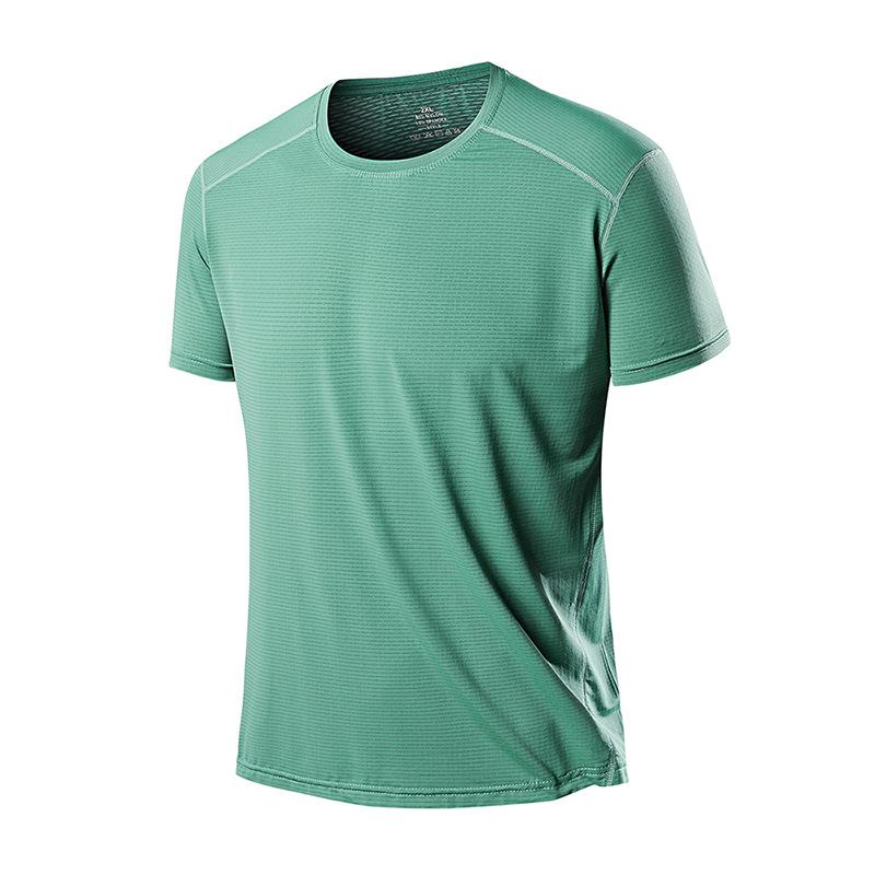 Ice Silk Solid Color Quick Drying Short Sleeved T-shirt for Men's Cool Feeling Half Sleeved Clothing T-shirt with White Base