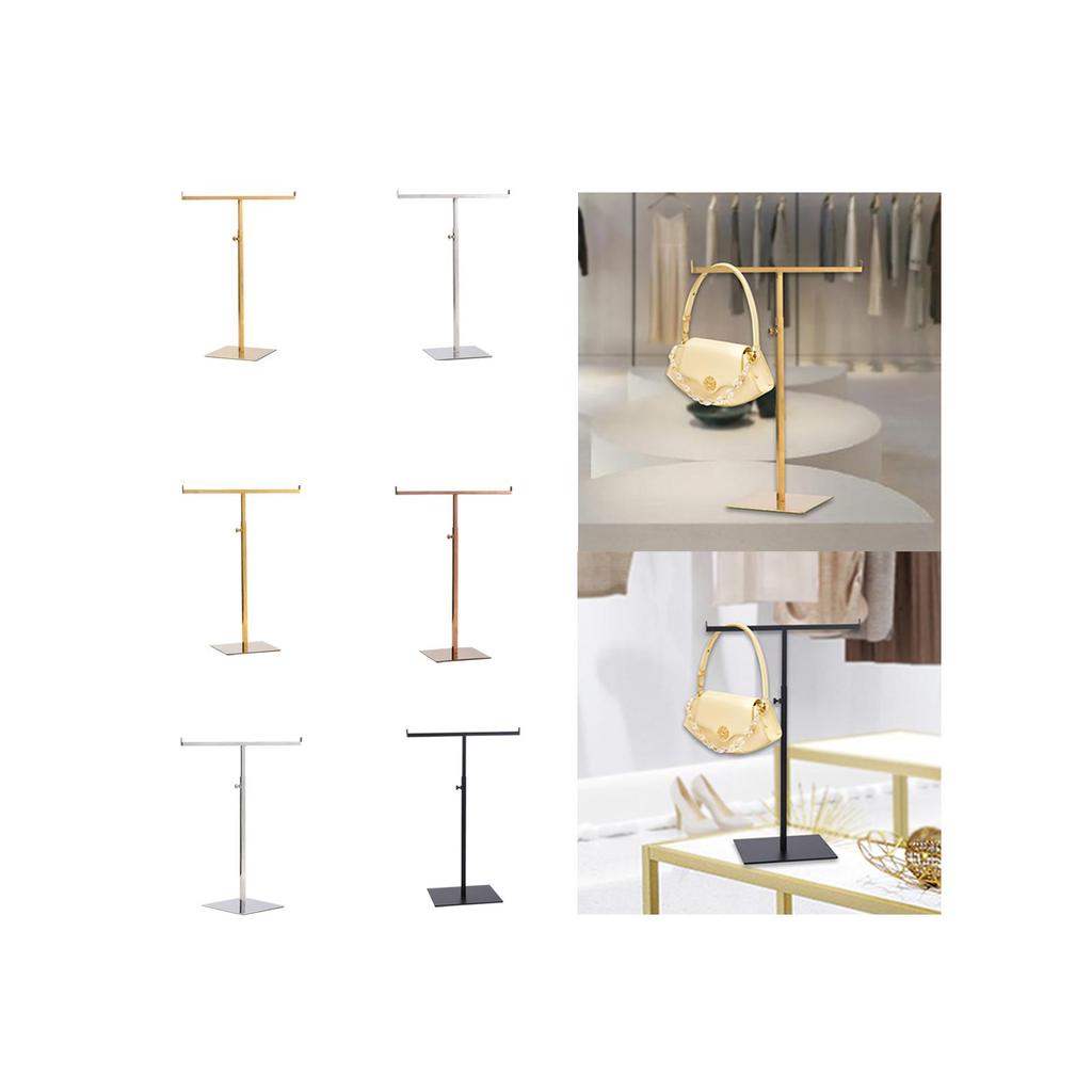 Display Stand T Shaped Adjustable Height Jewelry Organizer Stand Hanging Jewelry Stand Handbag Display Stand for Boutique Store