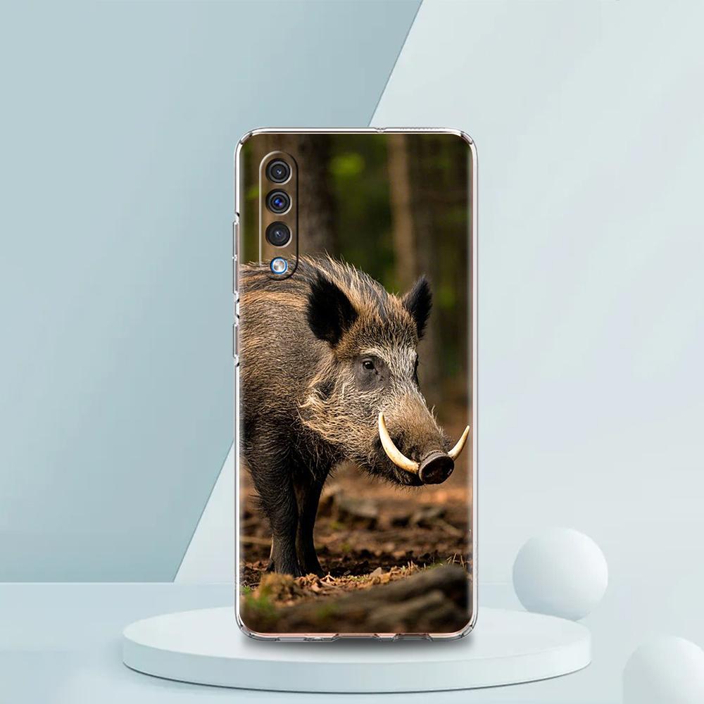Transparent Phone Case for Samsung Galaxy A16 A14 A12 A22 A24 A42 A02 A03S A06 A20 A30 A40 Soft TPU Cover Wild Boar Pattern Bags