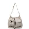 Korean version of fashion casual shoulder bag 2025 new multi-pocket drawstring bucket bag versatile girl lightweight messenger bag